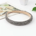 Sparkling silver rhinestone headband with wide band design and soft inner velvet lining - Medium Version / Gray