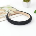 Thick black rhinestone headband with shimmering crystals and soft velvet inner lining - Medium Version / Black