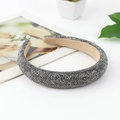 Sparkling wide padded headband with dark grey rhinestones on a white background - Wide Style / Gray