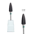 Punta fresa professionale C-02 in ceramica nera per unghie con base di supporto - HB02 Acciaio al Tungsteno Nero (C-Grosso)
