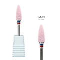 Pink ceramic nail drill bit M-03 cone shape 15.5x5.6mm for professional manicure use - HB08 Pink Ceramic (M-Medium)