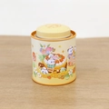 Yellow panda printed tinplate tea canister with double lid for candy storage - Panda Dessert