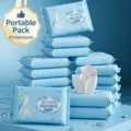 Portable 10-pack baby wipes with EDI pure water for gentle hand and mouth cleaning - Pure Water / 10 Pieces