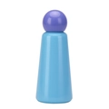 Minimalist light blue stainless steel thermal bottle with a purple sphere lid - 500ml / Lavender & Dark Blue
