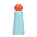 Minimalist light blue stainless steel thermal flask with vibrant orange spherical lid - 500ml / Orange & Azure