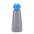 Minimalist grey stainless steel insulated water bottle with a blue spherical lid - 500ml / Sea Blue & Grey