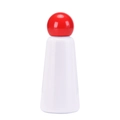 Minimalist 304 stainless steel insulated bottle in white with a bold red spherical cap - 500ml / Red White