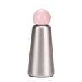 Ins style 304 stainless steel thermos bottle with cute pink ball-shaped lid - Light Pink & Silver