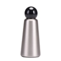 Insulated 304 stainless steel bottle with matte finish and black spherical lid - Black & Silver