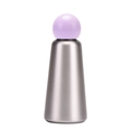 Insulated stainless steel water bottle with grey brushed body and purple spherical lid - Light Purple And Silver / 500ml