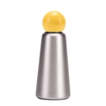 Minimalist 304 stainless steel vacuum flask with a bright yellow spherical lid - Yellow & Silver
