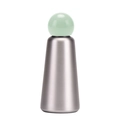 Insulated 304 stainless steel water bottle featuring a unique light green spherical cap - Teal & Silver