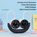 Portable double-head neck fan in cool black and white with 3-speed USB charging - Double Turbo Style (DD8225) / Black