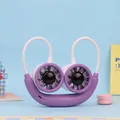 Violet portable neck fan with dual turbos and flexible band for outdoor use - Double Turbo Style (DD8225) / Purple