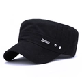 Classic black cotton cadet cap for men with Venture metal plate and silver studs detail - Adjustable / Black