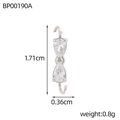 Bar pendant in stainless steel with two cubic zirconia stones and dual connection hooks - Silver White Stone Bow Connector (BP00190A)