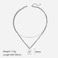 Silver double layer stainless steel necklace with sun engraved rectangle pendant - 400+50mm / Double Layer Sunburst Relief Necklace (26#)