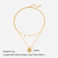 Gold double-layered stainless steel necklace with heart pendant and colorful gemstone - Double-layer / Color Zircon Heart Double Layer Necklace