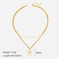 Double layered 18K gold stainless steel necklace with sun star pendant and pearl base - 400+50mm / Small Sun Double Layer Necklace