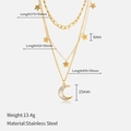 Three-layer gold stainless steel necklace with star charms and shell moon pendant - Triple-layer / Moon Star Triple Layer Necklace