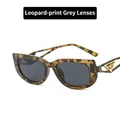 Vintage leopard print sunglasses with gray lenses and golden triangle temple detail - Leopard / Grey Lenses