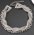 Collana in maglia intrecciata argento e catena a maglie con chiusura a moschettone - CK995 Collana Color Acciaio