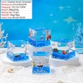 Fermacarte creativo con panda e oceano liquido galleggiante in cubo di acrilico - Barca Marina Quadrata (NO.65)