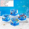 Blue ocean drifting bottle liquid paperweight with clownfish and dolphin models - Oblique Ocean Pen Holder Ornament