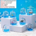 Portachiavi mini bottiglia a deriva oceanica blu con tartaruga e balena - Portachiavi Cartella (NO.68)