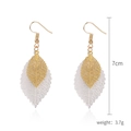 Exaggerated vintage hollow leaf earrings in gold and white double layered metal style - Matte Gold & Matte Silver