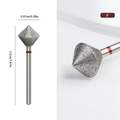 Punta fresa diamantata per unghie a forma di rombo con anello rosso per manicure - Fine (F-Anello Rosso)