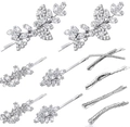 Silver alloy hair clips set with sparkling marquise glass rhinestones and crystals - 10-Piece Style 30