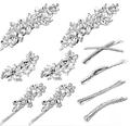 10-piece silver crystal hair clip set featuring marquise rhinestones and floral designs - 10-Piece Style 32