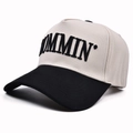 Classic cotton baseball cap in beige and black with 3D MOMMIN embroidery - Black