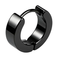 Polished black stainless steel huggie earring for men and women in minimalist punk style - 1 Piece / Machine Polished Black