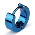 Polished deep blue stainless steel huggie earring with a sleek punk style for men and women - 1 Piece / Machine Polished Blue