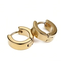 Elegante vergoldete Edelstahl-Creolen mit hochglanzpolierter Spiegeloberfläche - Ein Paar / Handpoliert Gold
