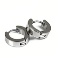 Schicke Unisex Silber Edelstahl Huggie-Ohrringe mit spiegelpolierter Oberfläche - Ein Paar / Handpoliert Stahlfarbe
