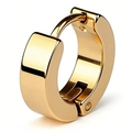 Minimalistischer, breit vergoldeter Huggie-Ohrring aus poliertem Edelstahl-Finish - 1 Stück / Maschinell Poliert Gold