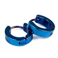 Pair of minimalist huggie earrings in polished deep blue plated stainless steel - One Pair / Machine Polished Blue