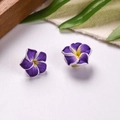 Accessorio orecchino a perno fiore plumeria viola 16mm in argilla polimerica fai-da-te - Viola