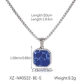 Detailed size specifications for the stainless steel necklace with blue stone pendant - Octagon Pendant (XZ-N40522-BE-S) / Silver-Lapis Blue (Octagon)