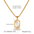 Detailed size specifications for gold rectangle pendant necklace with mother of pearl inlay - Gold-White Shell (Rectangle)