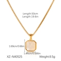 Detailed dimensions of the gold stainless steel necklace and mother of pearl pendant - Gold-White Shell (Square)