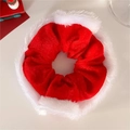 Festive Christmas scrunchie with red glitter fabric and plush white faux fur trim - K1-10# Christmas Circle