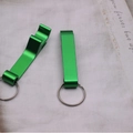 Green aluminum multipurpose beer bottle opener keychain with anodized metallic finish - Green (11g)