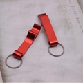 Multifunctional matte red aluminum beer bottle opener keychain with metal ring - Red (11g)