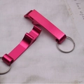 Rose red aluminum alloy multi-functional beer bottle openers with stainless steel keyrings - Rose Red (11g)