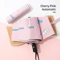 Automatic pink 3-fold umbrella with polar bear pattern and matching storage bag - Automatic / Pink Bow Puppy