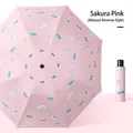 Pink manual reverse folding umbrella with cartoon polar bear pattern and sun protection - Manual Reverse / Pink Bow Puppy